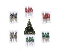 Adornos navideños modernos y brillantes en forma de lágrima, 6 piezas, decoraciones de plástico para colgar en el árbol, exhibición de temporada en el hogar y la oficina (E)