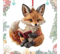 Adornos navideños para amantes de los libros, colgante acrílico 2D, decoración temática de libro de animales, para familiares, gusanos de biblioteca, amigos, club de libros, mujeres, lectores, niñas