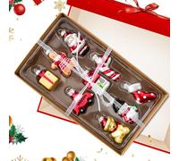Adornos Navideños para Árbol Colgante de Papá Noel en Vidrio Vintage | Decoraciones Árbol de Navidad Copos de Nieve, 9 Piezas Salón Dormitorio Ventana Puerta Pared Estante Repisa Chimenea B