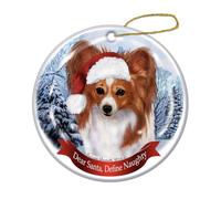 Adornos navideños Perro Papillon Rojo y Blancos con Gorro Adornos Arbol | Navidad minoristas decoración navideña divertida Colgante Adorno de Navidad para vecinos adultos decoraciones de