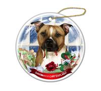 Adornos navideños Perro Pitbull Marrón Blancos Decoración De árbol De | Adornos vecinos Colgante Adorno de Navidad divertida Adornos de Navidad para amigos colgar en centros comerciales
