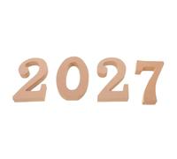 Adornos Numéricos de Madera 2027, Base Estable, Estilo Minimalista | Acabado Mate No Reflectante, Grabado Preciso, para Mesas, Escenarios y Montaje Rápido en Eventos