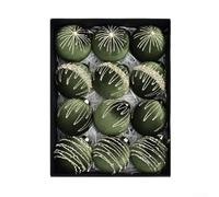 Adornos para árbol de Navidad, 12 bolas de plástico flocadas de terciopelo con clips de metal, decoración navideña para centro de mesa de boda, 3.15 pulgadas, verde oliva, rojo, negro, beige, clásico