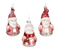 Adornos para árbol de Navidad de cristal, 11 cm, diseño de Papá Noel para colgar, 1 unidad surtida, soplado a mano, colgante para árbol de Navidad y adornos para árbol de Navidad, color rojo y rosa