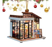 Adornos para árbol de Navidad, decoración navideña, decoración navideña para librerías, casa de nieve, paisaje de Navidad, adornos de árbol de Navidad extravagante