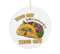 Adornos para árbol de Navidad, que es un gato dentro de una concha de taco, recuerdo conmemorativo de cerámica, divertido adorno colgante para decoración del hogar, regalos de relleno de calcetines