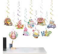 Adornos para árbol de Pascua, decoración de Pascua con remolinos | 9 piezas - Colgantes colgantes colgantes para Pascua, primavera, accesorios de fiesta de cumpleaños, decoración para niños, escuela