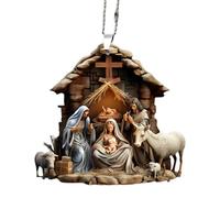 Adornos para belén de Navidad, placas de belén de árbol de Navidad, colgantes de belén acrílico, decoraciones cristianas, decoración religiosa para fiestas | Historia del nacimiento de Jesús - Para