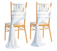 Adornos para bodas, lazos para sillas, Fajas for sillas de boda 12 piezas Multicolor 17x250cm(Sky Blue and White)