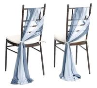 Adornos para bodas, lazos para sillas, Fajas for Sillas Gasa Multicolor 17x250cm Paquete De 10 O 50 Piezas(Grey Blue Set,10 pcs)