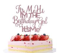 Adornos para Cupcakes con Purpurina Rosa, Soy yo Hola Soy la Cumpleañera Soy yo de Doble Cara Decoración para Tarta de Cumpleaños de Niña Accesorios para Fotos de Tartas