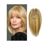 Adornos para el cabello 10" Remy Human Hair Toppers with Bangs for Women, 13×12CM Large-area Coverage Hair Toppers with Swiss Lace Base, Clip In Straight Remy Hair Piece Adornos de peluca para cabello