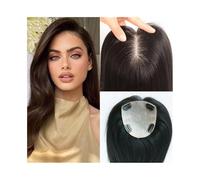 Adornos para el cabello Adornos for el cabello for mujeres Cabello humano Remy Sin flequillo Piezas de cabello liso Nudo doble 12x14 CM Adornos for el cabello con base de seda Postizos que agregan vol