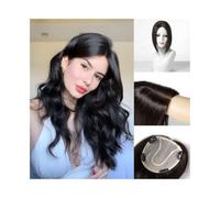 Adornos para el cabello Hair Toppers for Women 10" Real Human Hair Pieces 12×13 CM Silk Base with 4 Non-slip Clips, Natural Straight Remy Hair Toppers for Women with Hair Loss Adornos de peluca para c