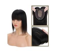 Adornos para el cabello para mujeres Adorno de cabello humano con flequillo, 13x15 cm, base de seda, piezas de cabello humano superior, pieza de cabello liso con clip for mujeres con pérdida de cabell