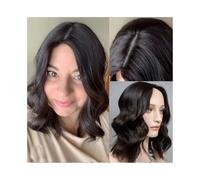 Adornos para el cabello para mujeres Postizo de cabello humano real de 10 a 20 pulgadas for mujer, base de encaje suizo de 8 x 8 pulgadas, postizo ondulado de cabello virgen europeo con 1 peine y 5 pi