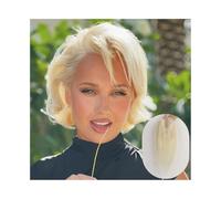 Adornos para el cabello para mujeres Postizos de pelo humano atados a mano de color rubio claro, postizo de 12 pulgadas con raya al medio for mujer, base de seda de 3,5" × 4" con clip, postizos de pel