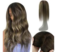 Adornos para el cabello Postizos de cabello humano liso de 10 a 18 pulgadas for mujeres, 13 x 13 cm, base mono de cuero cabelludo simulado de área grande con 4 pinzas, postizos de cabello brasileño at