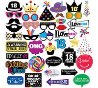 Adornos para Las Fotos de la Fiesta de los 18ª Fiesta de Fotos del cumpleaños 40 Piezas - Suministros Divertidos para la Fiesta de cumpleaños de 18, Decoraciones y Adornos.