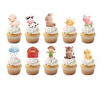 Adornos Para Tartas De Animales De Granja, 40 Piezas Granja Animales Tartas Adornos, Topper de Cupcake de Granja, Animales Cupcake Topper para Cumpleaños Infantiles Fiesta Decoraciones