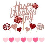 Adornos Para Tartas De Aniversario,DecoracióN De Pastel De San ValentíN,Feliz DíA De San ValentíN Decorado,Brillante, Amoroso, DecoracióN De Fiesta De Bodas De San ValentíN, Rojo 37 Pieza