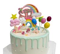 Adornos Para Tartas De Cumpleaños de Unicornio, 13 Piezas Adornos Para Tartas De Arcoíris Para Niños, De Estrellas de Unicornio Con Globos Decoración de Pastel de Unicornio Arcoíris