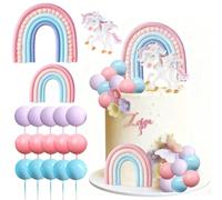 Adornos para Tartas de Unicornio con Huevos de Unicornio, 18 Pcs Hojas, árboles, Decoraciones de Tartas para Fiestas de Cumpleaños, Fiestas de Animales Salvajes, Decoraciones de Tartas Para