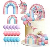 Adornos para Tartas de Unicornio con Huevos de Unicornio, 18 Pcs Hojas, árboles, Decoraciones de Tartas para Fiestas de Cumpleaños, Fiestas de Animales Salvajes, Decoraciones de Tartas Para