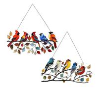 Adornos Pared de Aves Decorativas - Conjunto de Pájaros Decorativos con Ramas y Hojas - Hecho de Acrílico - Decoración de Pared de Metal - Decoración para el Hogar - Golondrinas de Cerámica para Pared