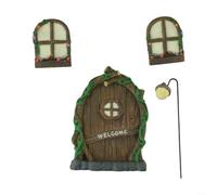 Adornos que brillan en la oscuridad, juego de jardín de hadas, luz colgante de resina para puerta y ventana, para decoración del hogar de elfo, estilo colgante solar al aire libre, impermeable