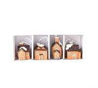 Adornos Resina Navidad 4uds para perro Gato Alce Adornos Resina(House) | Resina duradera, de mascota y para casa, incluye cuerda para colgar, para ideal para árbol, pack de 4 unidades