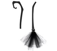 Adornos Salon Accesorio de Halloween COS: Escoba mágica de bruja: vuela como una bruja con esta escoba encantadora (Black, 97CM)