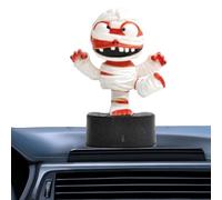 Adornos Solares para Tablero De Coche,Figura De Momia Que Mueve La Cabeza para Tablero - Pequeña Figura Divertida con Energía Solar para Decoración De Halloween En Casa Y Vehículo