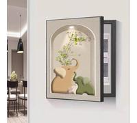 Adornos y Cuadros Decoracion Salon Modernos, Tapa Cuadro Electrico Decorativo Sin Perforación, Cuadros Decorativos Que Bloquean la Pared, Marco de PS(Black-5,30 * 40cm/11.8 * 15.7in)
