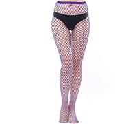 Adove Medias de red coloreadas para mujer de cintura alta Sexy Elasticidad Fish Net Medias, púrpura oscuro-L, talla única