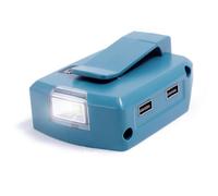ADP05 - Fuente de alimentación compatible con batería de litio de 14.4 V y 18 V, adaptador de batería, cargador de teléfono con puertos USB duales, puerto de 12 V CC y luz de trabajo LED