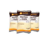 ADPAN Harina de Maíz Sin Gluten 100% Natural | Molida en Molino de Piedra | Ideal para Arepas, Tortillas, Pan y Repostería | Textura Fina y Sabor Auténtico | Pack 3 x 1kg