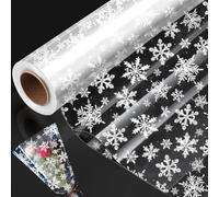 ADQUATOR - Papel de regalo de Navidad, 30 m x 80 cm, rollo de papel de celofán de copo de nieve blanco, papel de regalo transparente para regalo de Navidad y fiesta de Navidad (plegado en 40 cm)
