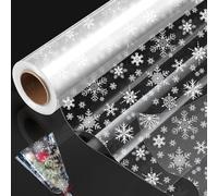 ADQUATOR Rollo de papel de celofán blanco de copo de nieve de 30 m x 80 cm, 100% reciclable, ecológico, colorido regalo para decoración de fiesta de cumpleaños (80 cm)