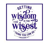 Adquirir sabiduría es lo más sabio que puedes hacer (verso bíblico) Calcomanías de letras 67.2x67.2cm Decoración de tiendas Azul oscuro