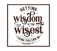 Adquirir sabiduría es lo más sabio que puedes hacer (verso bíblico) Calcomanías de vinilo para murales y paredes 67.2x67.2cm No daña la superficie de la pared Café
