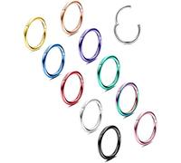 Adramata 10 Uds., 16-18G Anillos para la Nariz con Bisagras, Cartílago de Hélice Pendientes de Aro Daith para Mujeres Hentes de 8-12MM