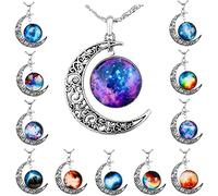 Adramata 12 Pcs Collar con Colgante de Luna Creciente y Planeta para Mujer y Niñas - Collar de Mejores Amigas BFF - Regalos de Amistad