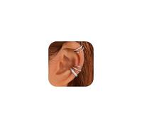 ADRAMATA 4 Pares de Ear Cuff para Mujer - Pendientes sin Agujero Ajustables, Falso Helix en Plata/Chapado Oro 14K Hipoalergénicos Pendientes Clip para Cartílago con Joyero