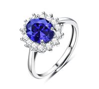 Adramata 925 Anillos de Plata de Ley para Mujeres, Zafiro Anillos de Compromiso, 925 Anillos de Plata de Ley Ajustable Promesa, Joyas de Aniversario para Ella,B