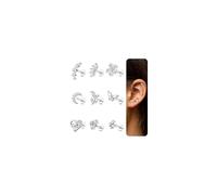 ADRAMATA 9Pcs 16G Pendientes Cartílago para Mujer de Tuerca para Trago Hélice Concha CZ Mariposa Luna Oro Plata Piercing Rosca Interna