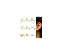 ADRAMATA 9Pcs 16G Pendientes Cartílago para Mujer Pendientes de Tuerca para Trago Hélice Concha Pendientes de Rosca Interna Pendientes de CZ Mariposa Luna Oro Plata Pendientes Piercing para Mujer