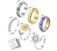Adramata Anillo Antiestres Giratorio Anillo Ansiedad Fidget Dorados/Plata Anillos Mujer Acero Inoxidable Anillos Spinner para Antiestrés