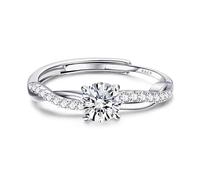 Adramata Anillo de Plata de Ley 925 para Mujer - Compromiso Ajustable, Cuerda Retorcida, Eterno, Promesa - Boda y Aniversario - Plata/Oro Con Caja de Joyería, S