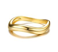 Adramata Anillo Mujer Plata de Ley 925, Anillos Rellenos de Oro de 14K, anillo apilable ondulado, Minimalista Anillo para Pulgar, Anillos Promesa Anillos Regalo Plata Aniversario Joyería,G10